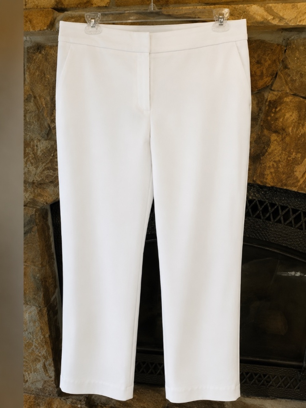 Halogen Taylor Fit Women's Size 14 White Cotton Pants Straight Leg Casual